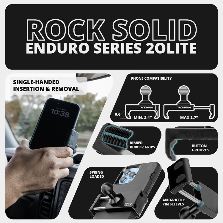 LINK™ 20LITE Phone Mount With Top Dash Clip | 2" Arm | 2021-2026 Ford Bronco | 6th Generation | (NOT FOR LEATHERETTE STITCHED DASH)