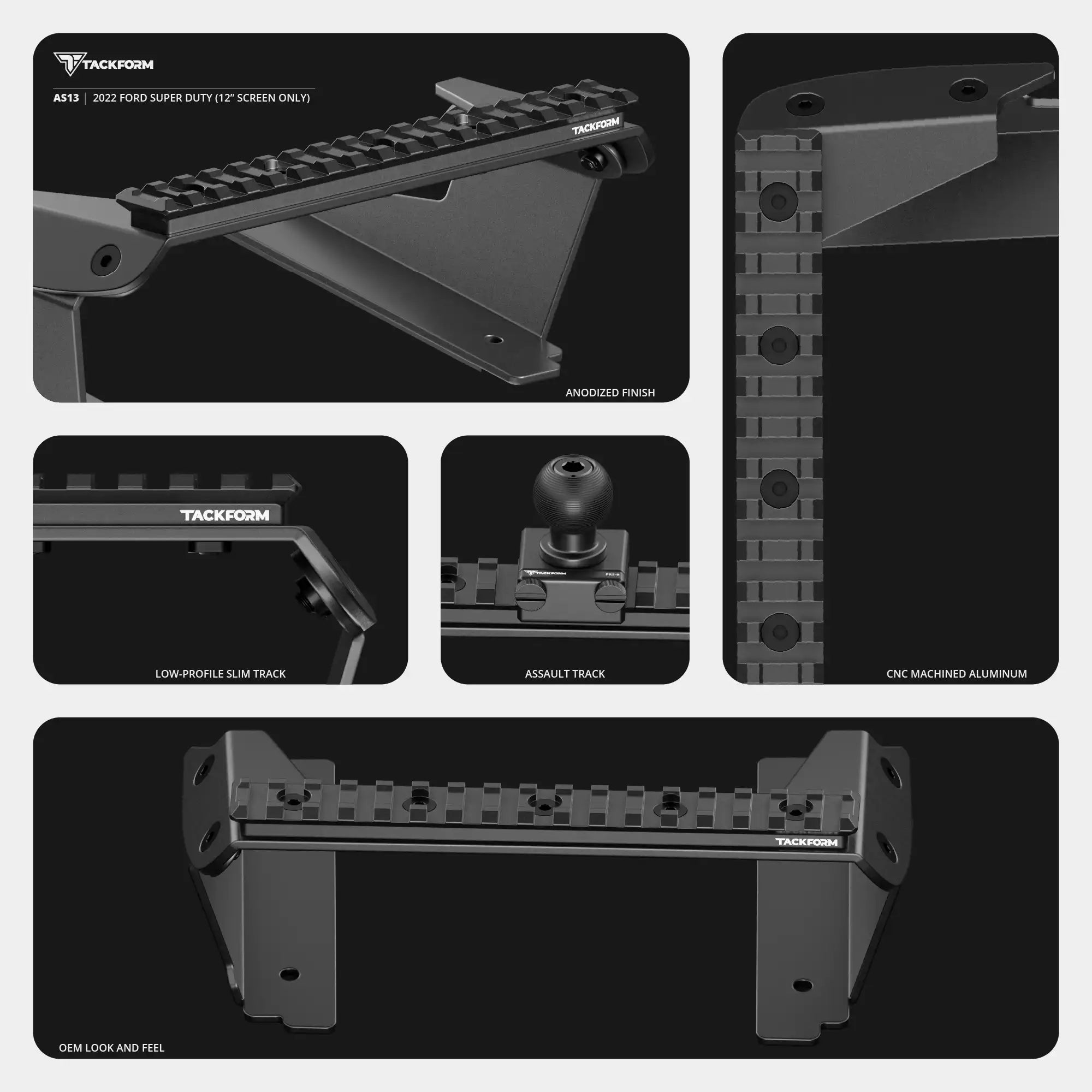 TRAXX™ - Assault Track Picatinny Dash Bracket With 20LITE Phone Mount | 2022 Ford Super Duty (Compatible With 12” Screen ONLY)