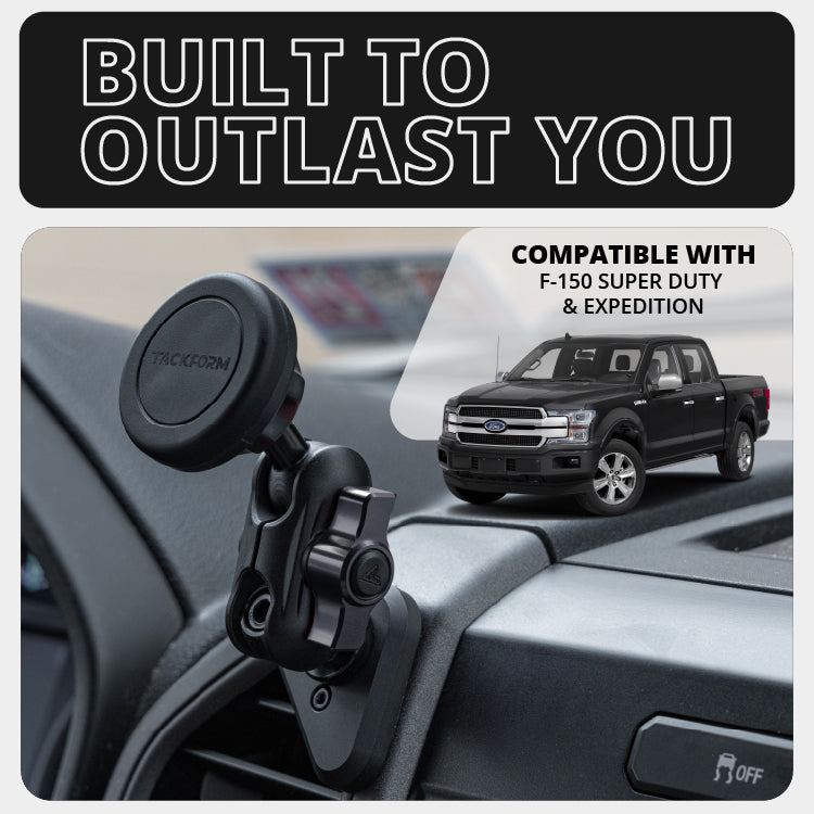 LINK™ Vent Mount Bracket With Magnetic Phone Holder | ‘15-‘20 Ford F-150, ‘17-‘22 Super Duty, ‘18-‘21 Expedition (See Compatibility Info For Year/Trim Details) | Choose Your Arm Length