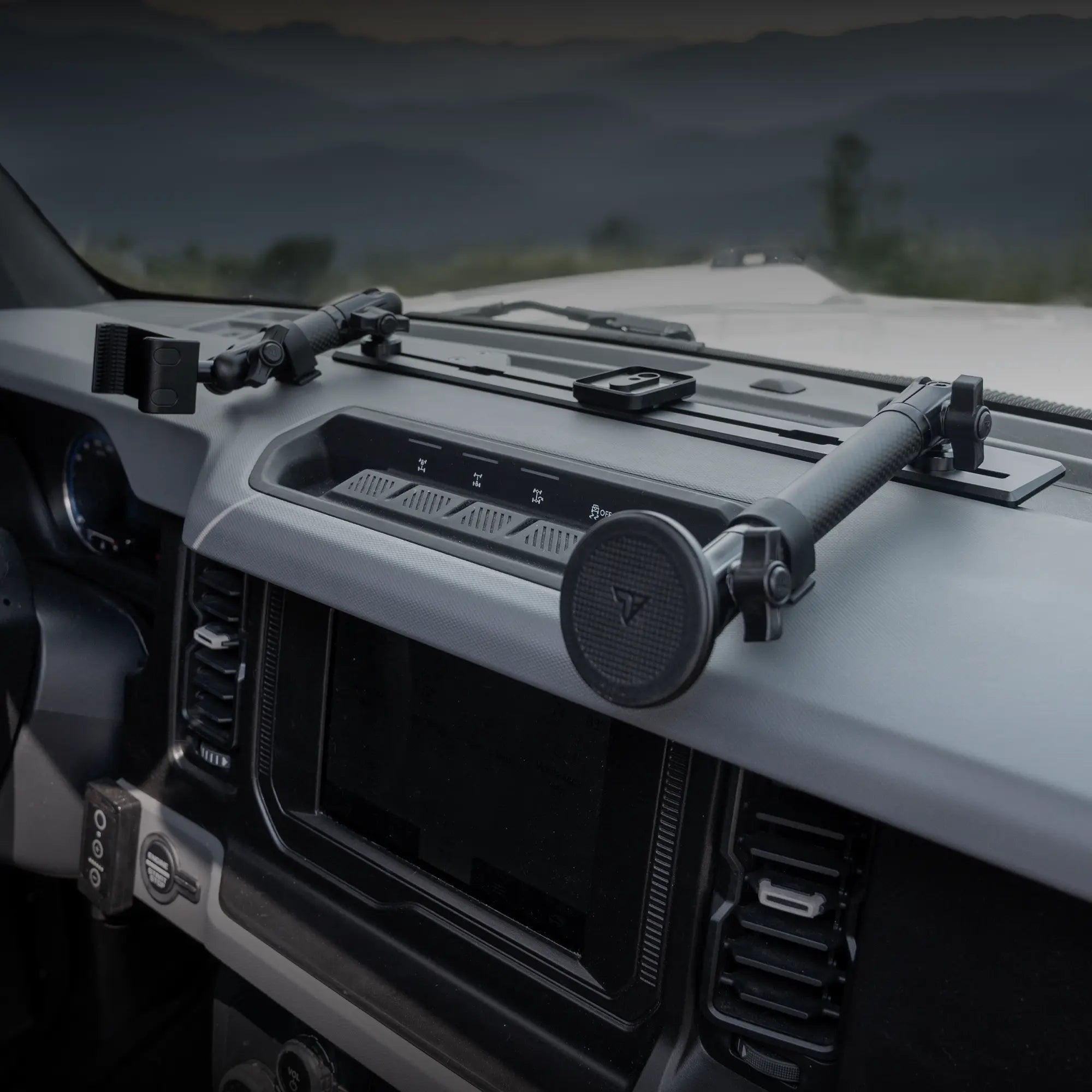 TRAXX™ - Slim Track Dash Bracket With Dual MagSafe Charging Phone Mounts | 2021-2026 Ford Bronco & Bronco Raptor (Non-Sport)