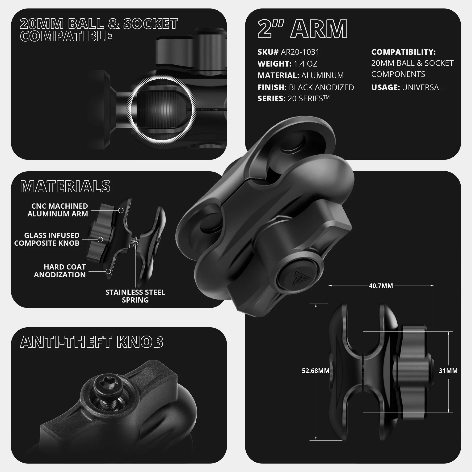 TRAXX™ - Slim Track Dash Bracket With 20LITE Phone & CB Microphone Mounts | 2016 - 2023 Toyota Tacoma