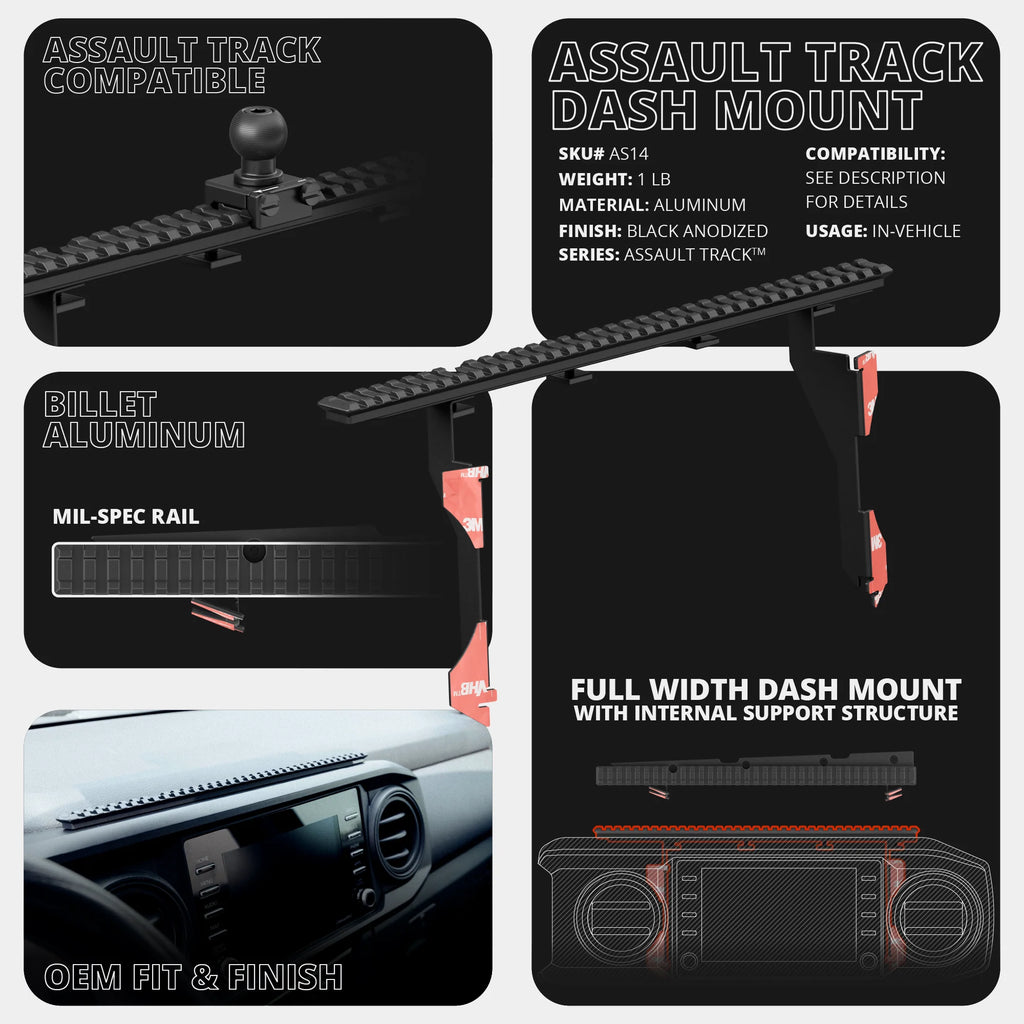 TRAXX™ - Assault Track Picatinny Dash Bracket With MagSafe Charging Phone Mount | 2016 - 2023 Toyota Tacoma