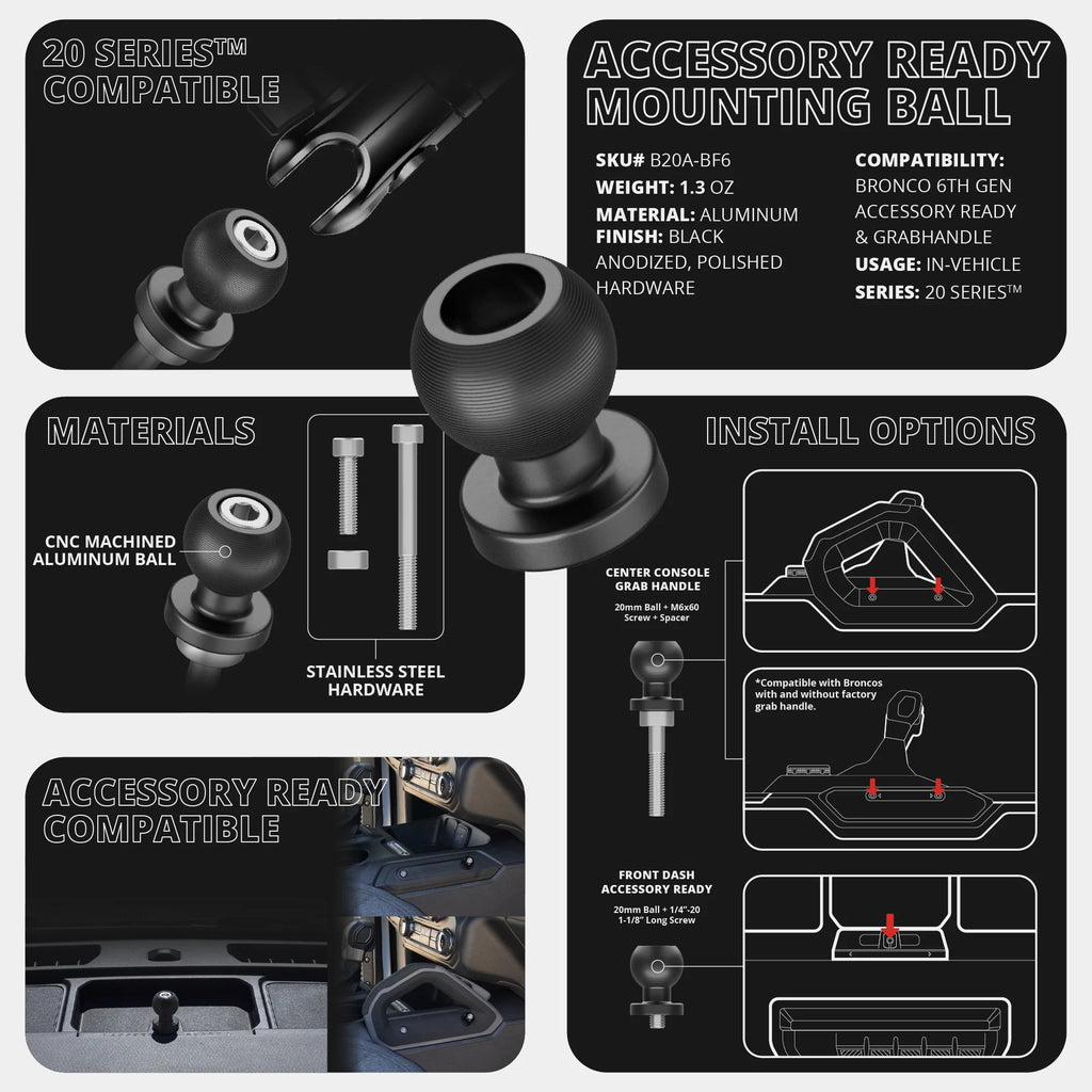 LINK™ MagSafe Phone Mount | Accessory Ready Dash and Grab Handle Compatible | 2021+ Ford Bronco | 3.5" Arm