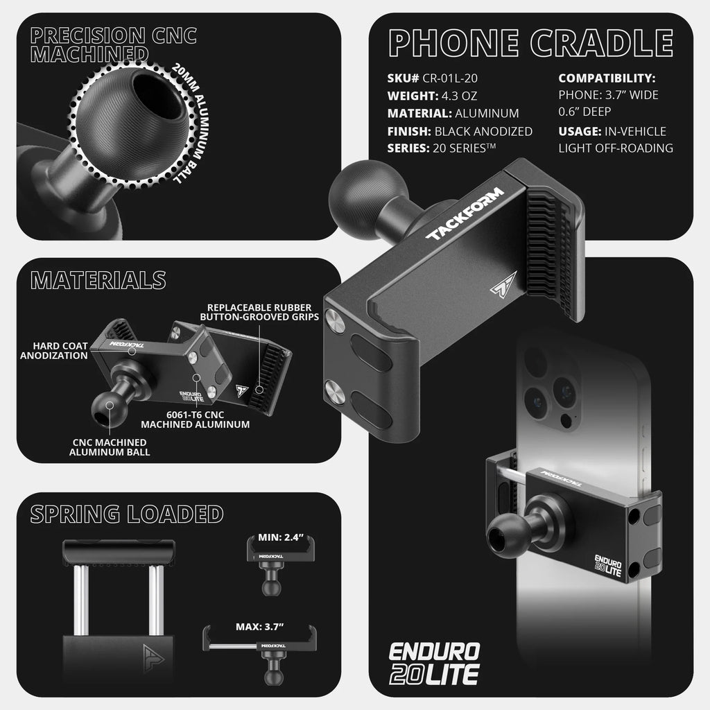TRAXX™ - Assault Track Picatinny Dash Bracket With 20LITE Phone Mount | ‘15-‘20 Ford F-150, ‘17-‘22 Super Duty, ‘18-‘21 Expedition (See Compatibility Info For Year/Trim Details)