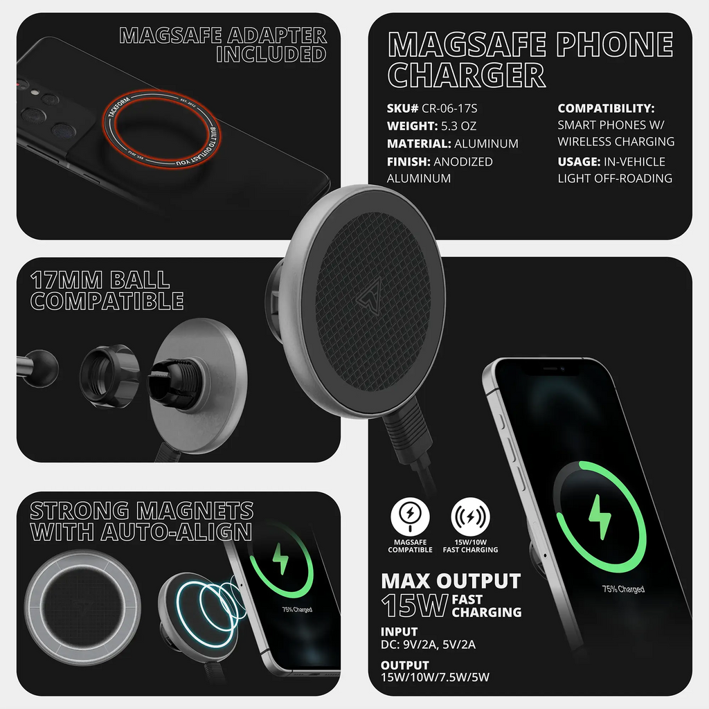 TRAXX™ - Assault Track Picatinny Dash Bracket With MagSafe Wireless Charging Phone Mount | 2004-2008 Ford F-150