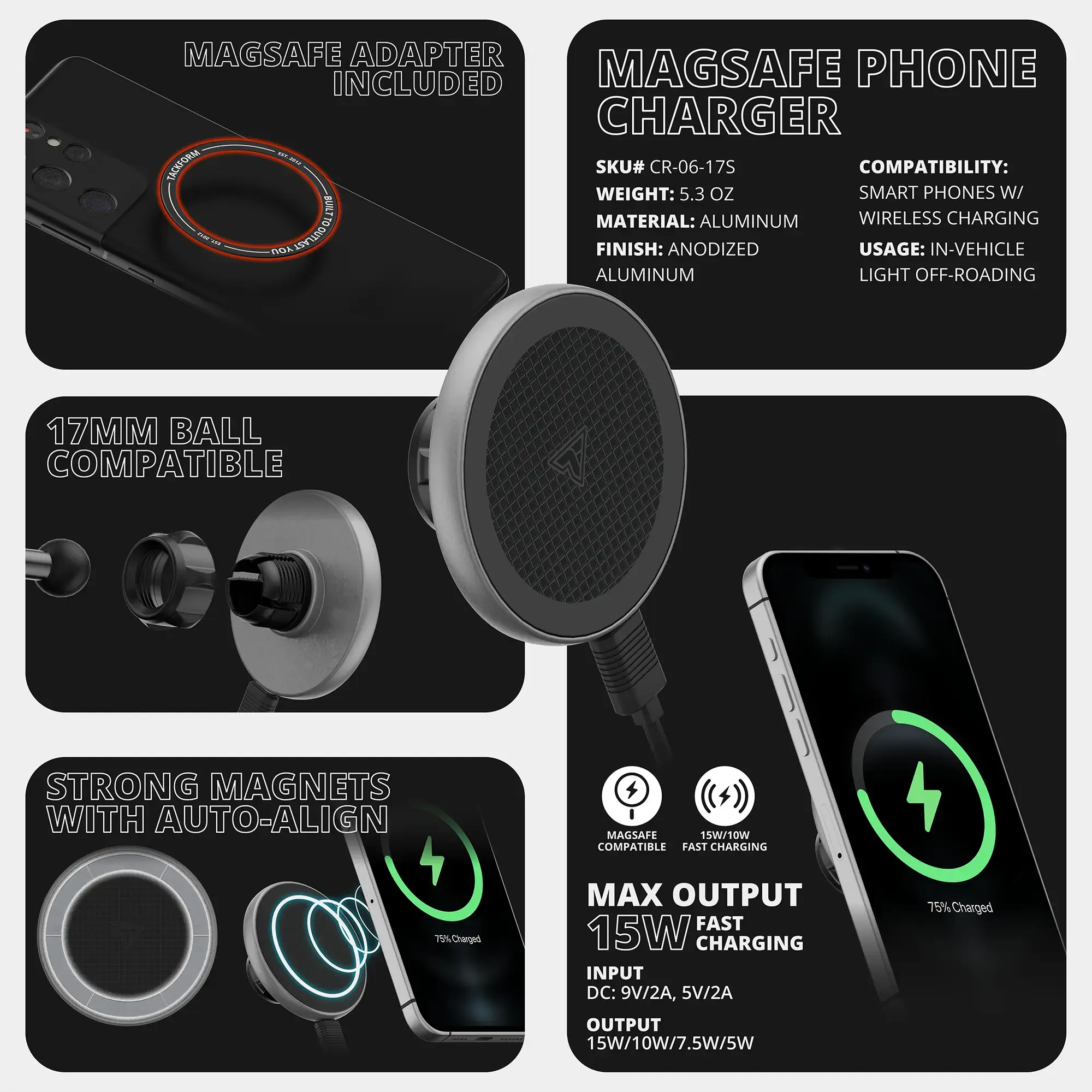 TRAXX™ - Assault Track Picatinny Dash Bracket With MagSafe Wireless Charging Phone Mount | 2004-2008 Ford F-150