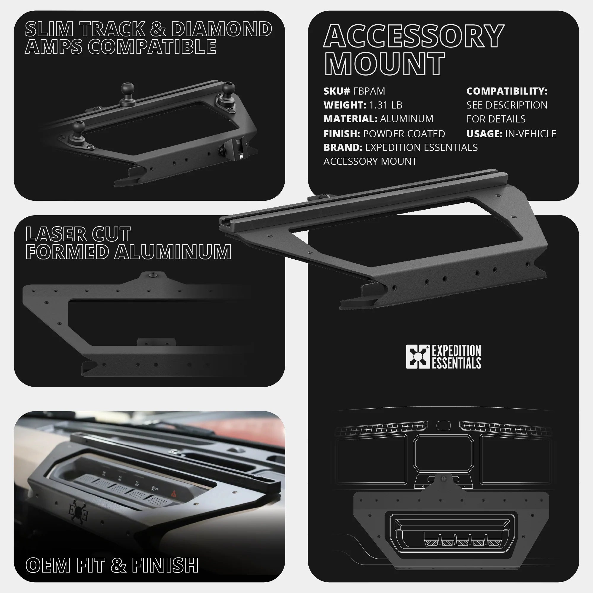 Expedition Essentials Dash Mount With MagSafe Phone Holder | 2021-2025 Ford Bronco & Bronco Raptor (Non-Sport)