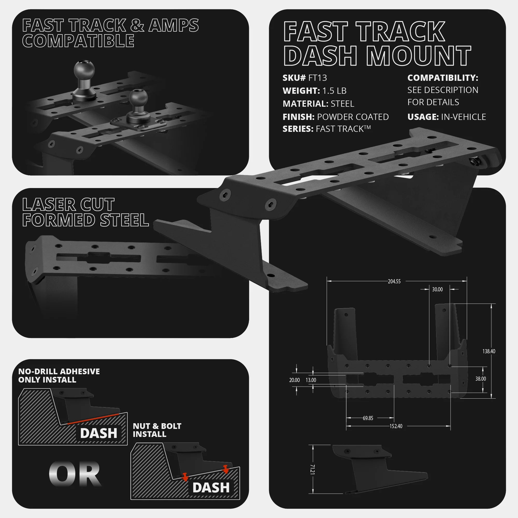 TRAXX™ - Fast Track Dash Bracket With Tablet Mount | 2022 Ford Super Duty (Compatible With 12” Screen ONLY)