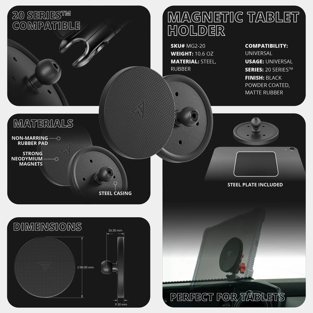 Magnetic Tablet Holder | TRAXX™ - Slim Track Base | 6" DuraLock™ Arm