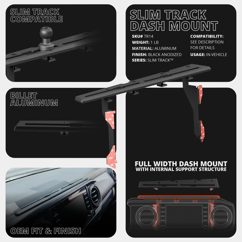 TRAXX™ - Slim Track Dash Bracket With 20LITE Phone & Tablet Mounts | 2016 - 2023 Toyota Tacoma