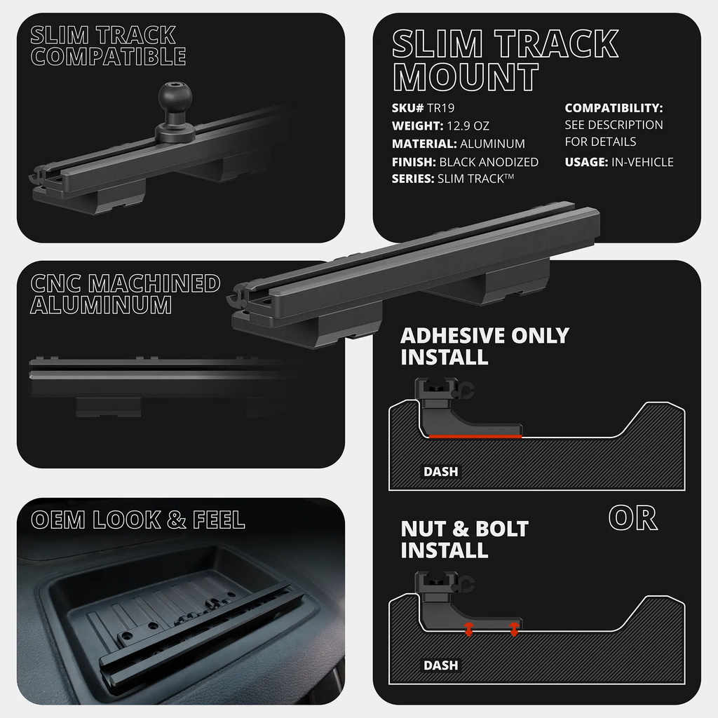 TRAXX™ - Slim Track Dash Bracket With Tablet Holder | 2019-2023 Ford Ranger (WITHOUT Switch Panel)