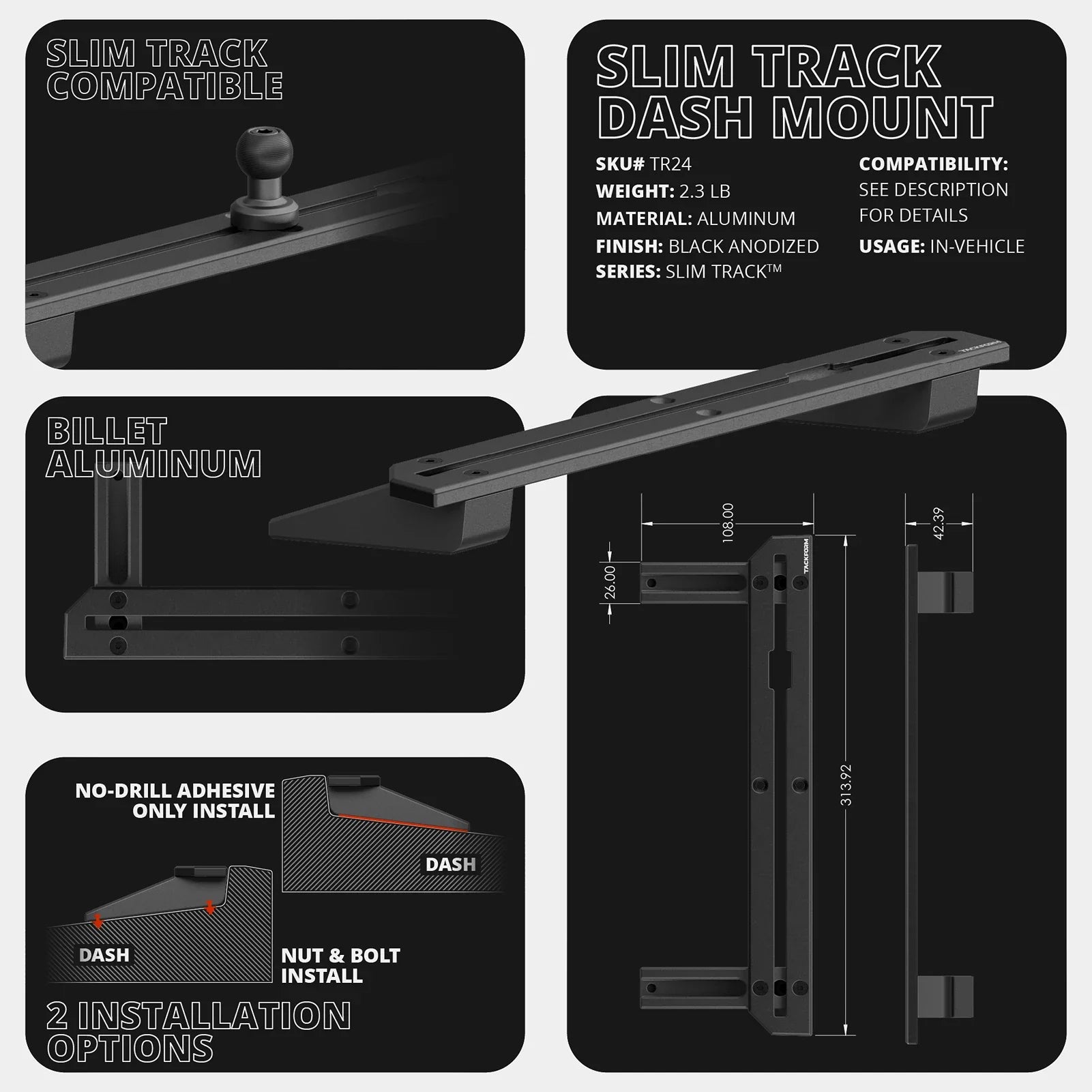 TRAXX™ - Slim Track Dash Bracket With Tablet Mount | 2023-2026 Ford Super Duty (F-250 Through F-600)