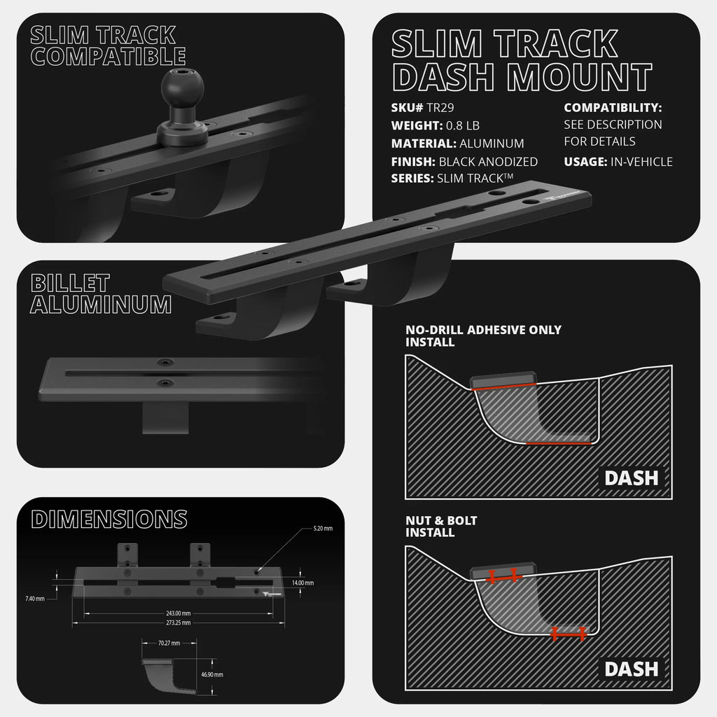 TRAXX™ - Slim Track Dash Bracket With Tablet Mount | 2022-2024 Ford Maverick