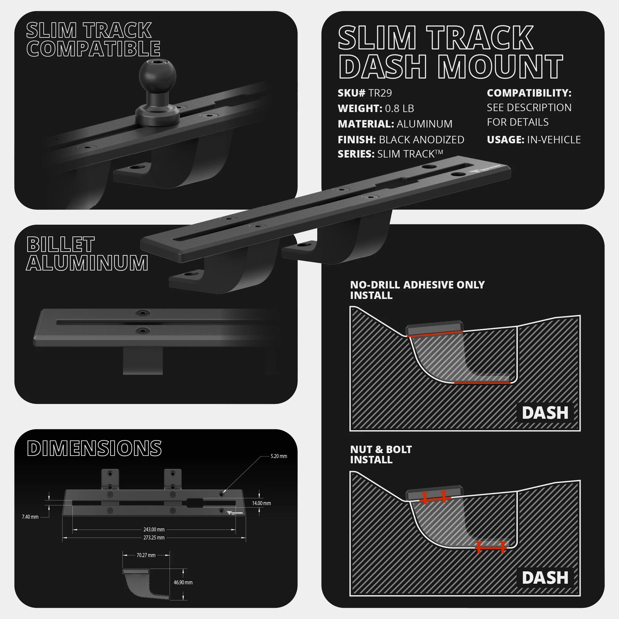 TRAXX™ - Slim Track Dash Bracket With MagSafe Phone Mount | 2022-2024 Ford Maverick