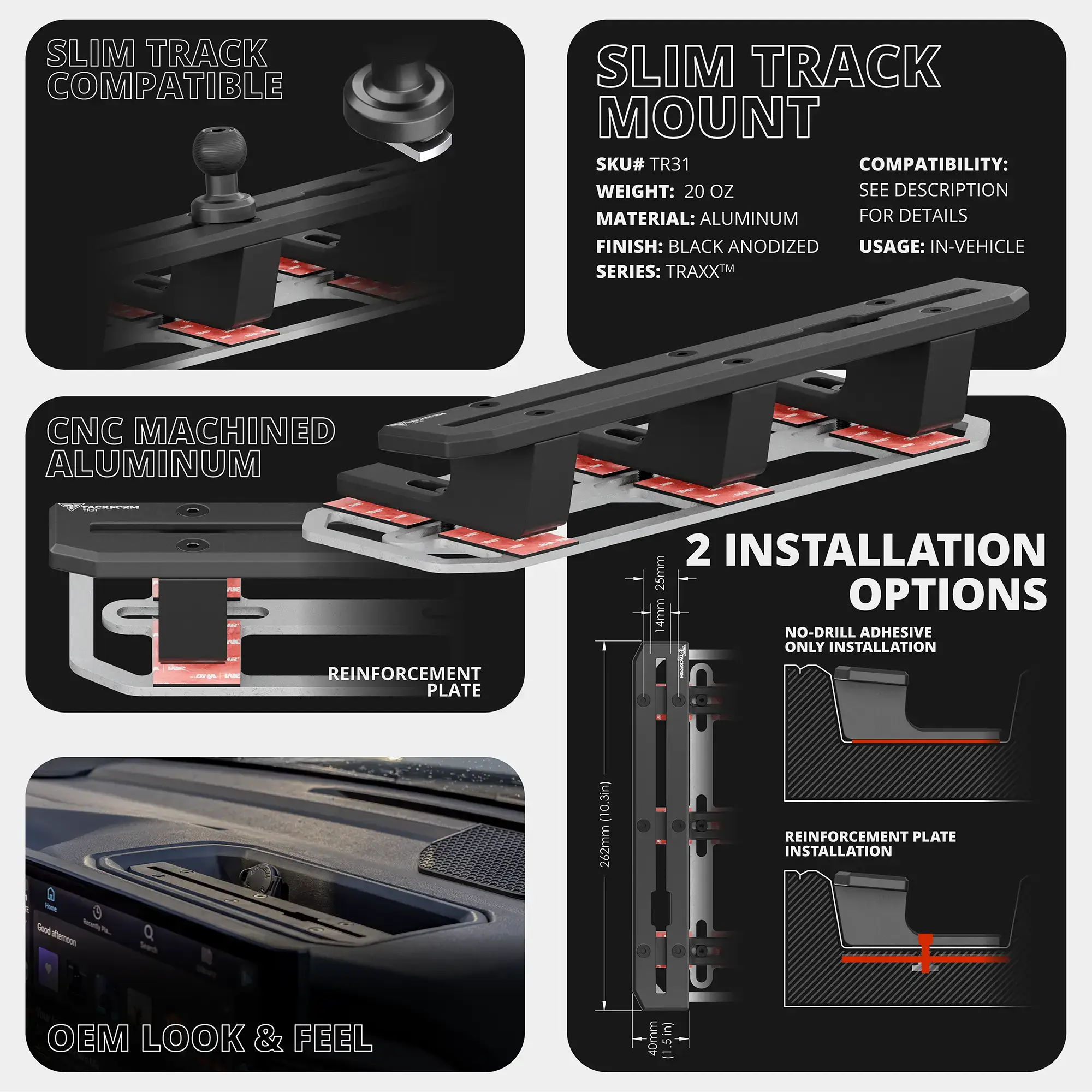 TRAXX™ - Slim Track Dash Bracket With MagSafe Phone Mount | 2022+ Toyota Tundra & 2023+ Toyota Sequoia
