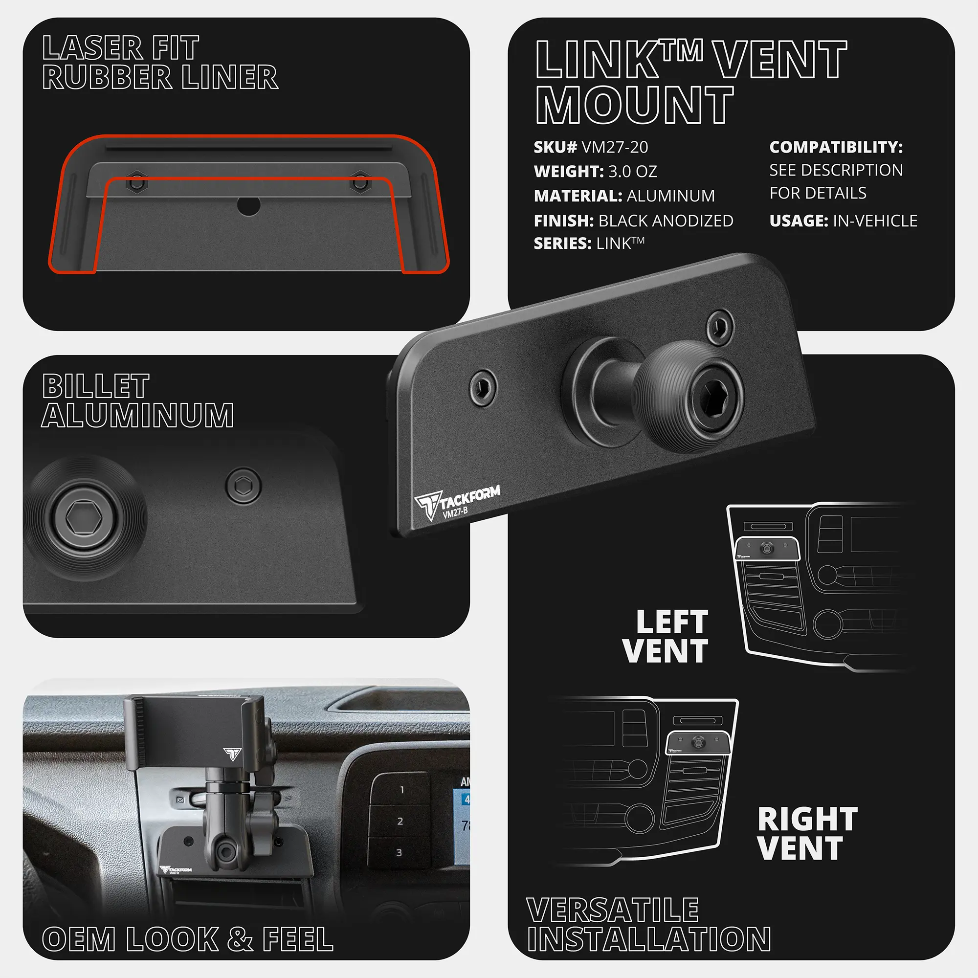 LINK™ Vent Mount Bracket With MagSafe Phone Holder | 3.5" Arm | 2020+ Ford Transit (Not Compatible With Transit Connect)