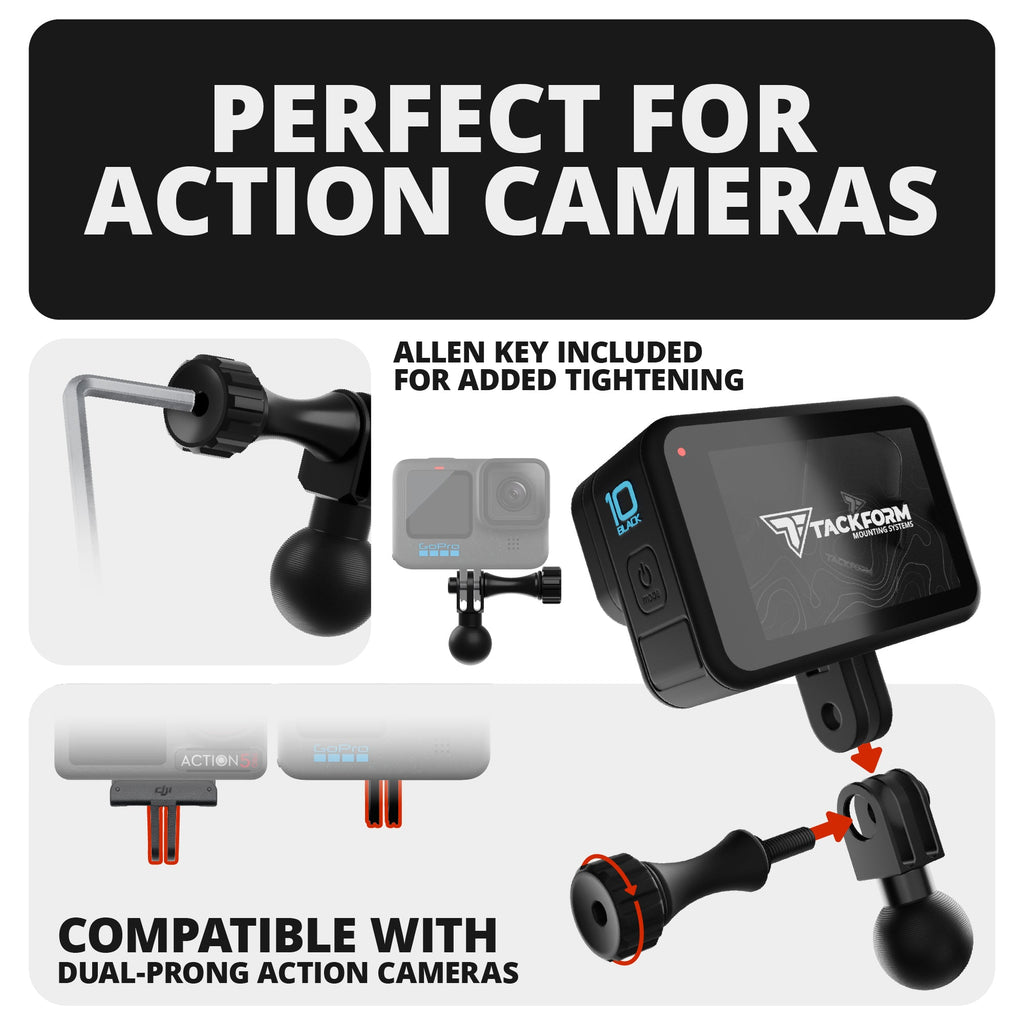 LINK™ GoPro/Action Camera Mount | Accessory Ready Dash and Grab Handle Compatible | 2021+ Ford Bronco | 7.5"-9.25" Telescoping Arm
