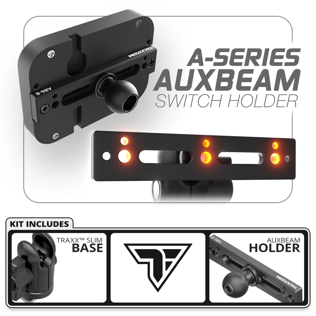 Auxbeam Holder | TRAXX™ - Slim Track Base | Choose Arm Length & Panel Type