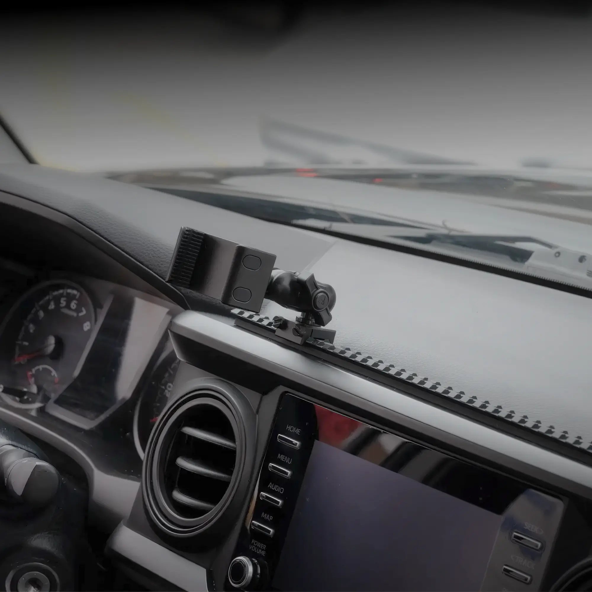 TRAXX™ - Assault Track Picatinny Dash Bracket With 20LITE Phone Holder & Midland Magnetic CB Radio Mic Holder | 2016 - 2023 Toyota Tacoma