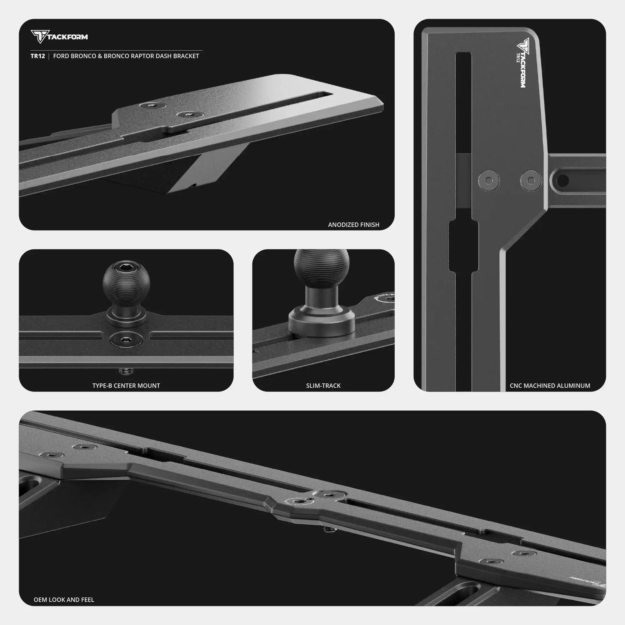 Build Your Own TRAXX™ - Slim Track Dash Bracket Kit | 2021-2026 Ford Bronco & Bronco Raptor (Non-Sport)
