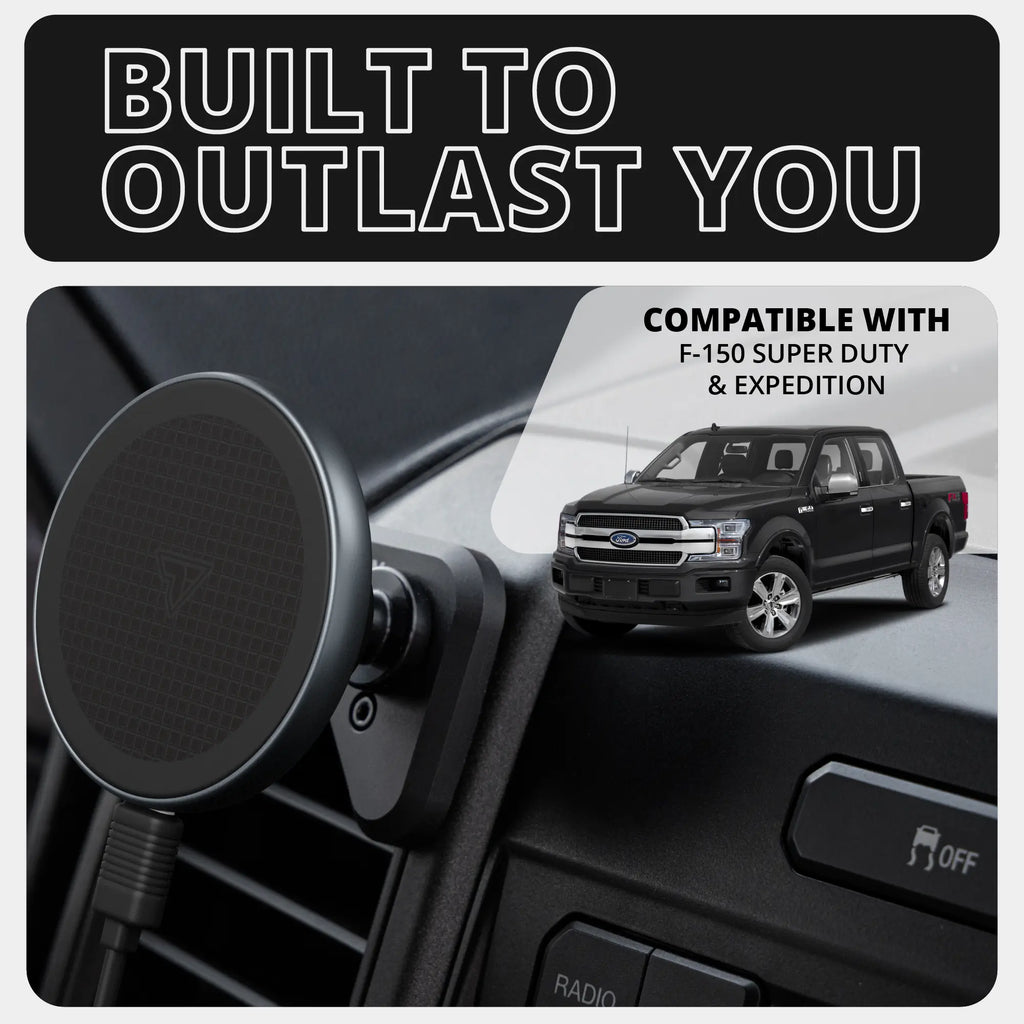 LINK™ Vent Mount Bracket With Qi2/MagSafe Charging and Cooling Phone Holder | Choose Your Arm Length | ‘15-‘20 Ford F-150, ‘17-‘22 Super Duty, ‘18-‘21 Expedition (See Compatibility Info For Year/Trim Details)