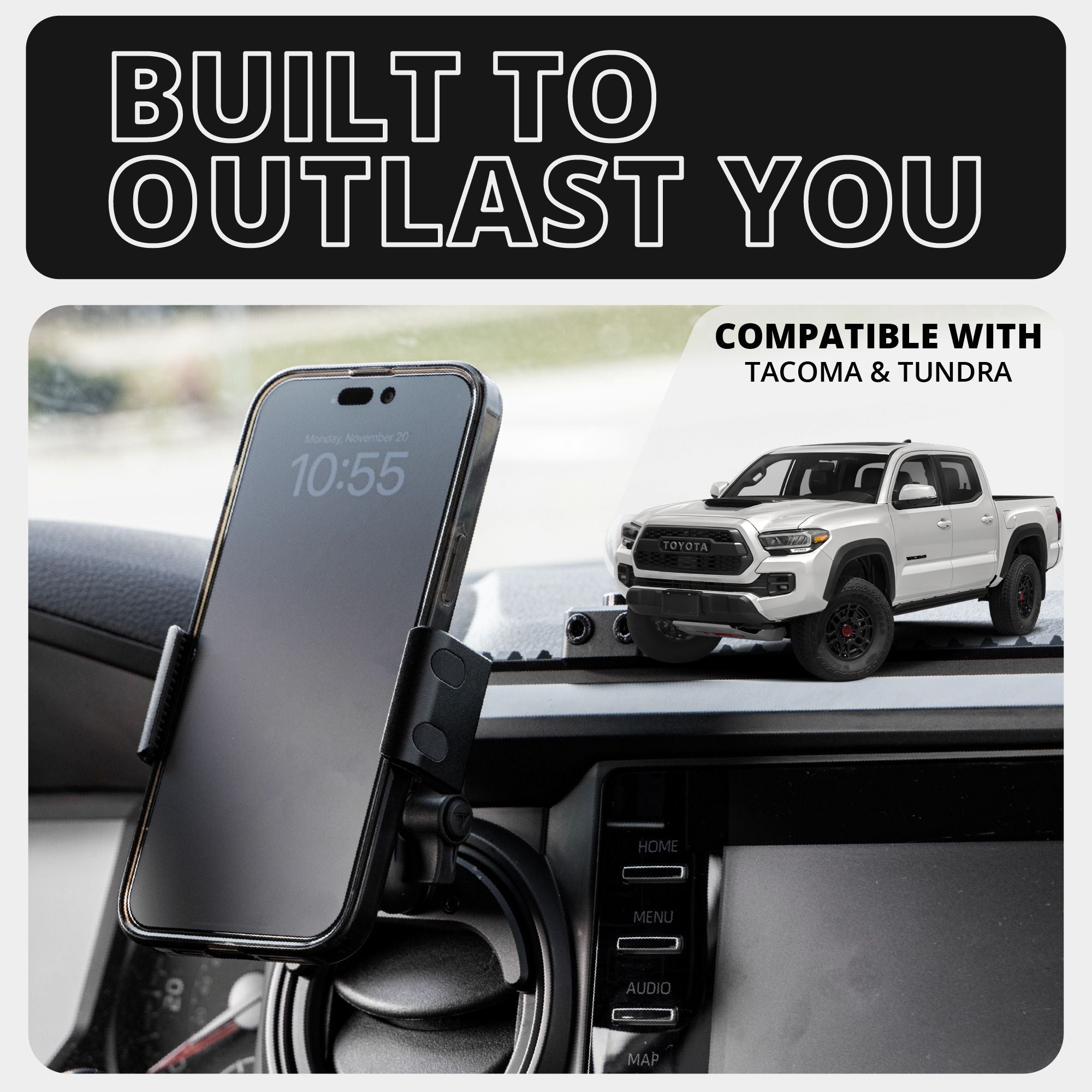 LINK™ Vent Mount Bracket With 20LITE Phone Holder | 2016-2023 Toyota Tacoma and 2014-2021 Toyota Tundra | Choose Your Arm Length